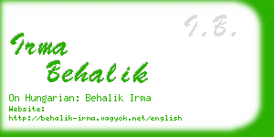 irma behalik business card